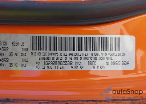 2017 Ram 1500 Sport 4X2 5'7 Box from USA, damaged, VIN 1C6RR6MT0HS555882